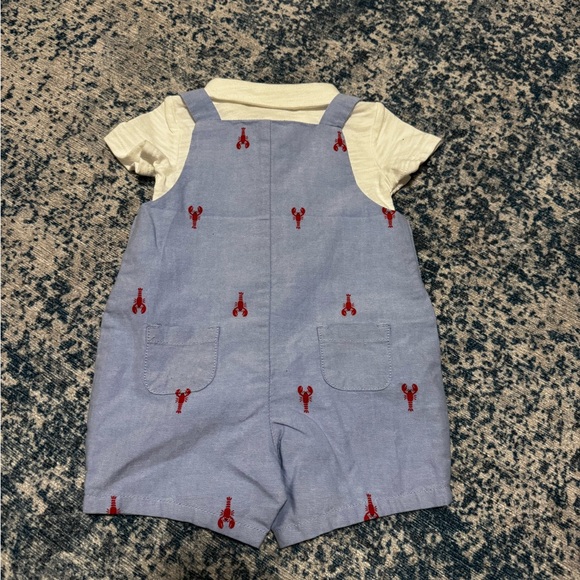 Janie and Jack Lobster Embroidered Overall with White Polo - Picture 2 of 2